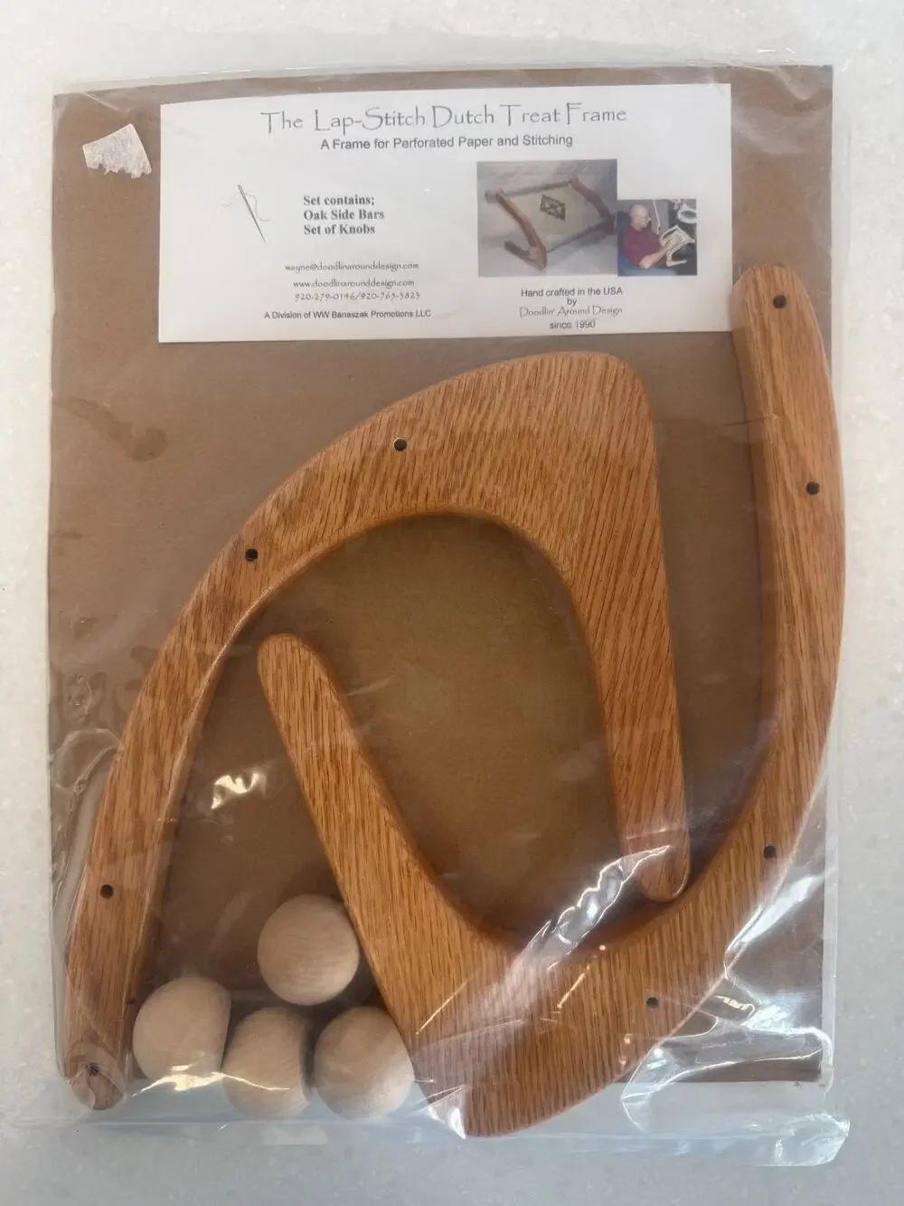 The Lap-Stitch Dutch Treat Frame Oak Side Bars & Knobs Doodlin Around Design NEW